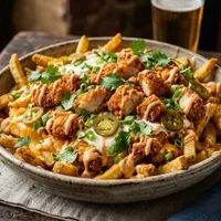Loaded fries met crispy chicken