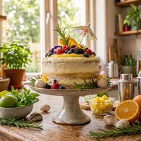 Easter cake with lemon curd and fresh berries