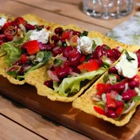Taco cups with Mexican bean salad
