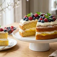 Easter cake with lemon curd and fresh berries