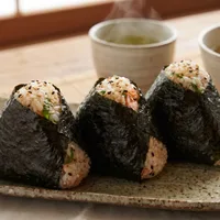 Japanese onigiri with salmon and sesame