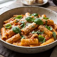 Creamy tomato-mascarpone pasta with basil