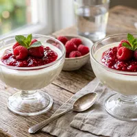 Panna cotta met frambozencompote