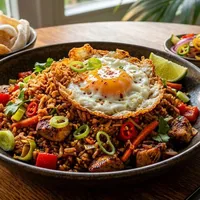 Nasi goreng met kip en gebakken ei