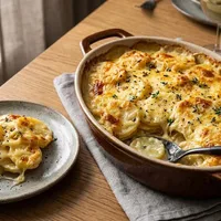Potato gratin with cream and cheese