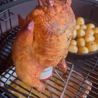 Beer Can Chicken with Crispy BBQ Baby Potatoes