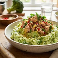 Broccoli stamppot met pittige tonijn