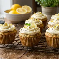 Lemon Muffins with Poppy Seeds and Cream Cheese Frosting