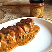 Duck breast with ‘1001 Nights’ Muhammara sauce