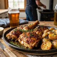 Roasted Honey-Mustard Chicken with Thyme Potatoes