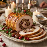Gevulde kalkoenborst met kastanje-cranberryvulling