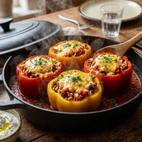Stuffed peppers with minced meat and rice