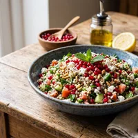 Gluten-free quinoa tabbouleh with pomegranate and mint