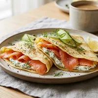 Savory crêpes with smoked salmon and cream cheese