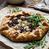 Savory galette with goat cheese and red onion