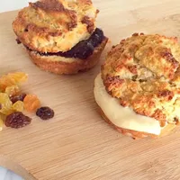 Healthy & delicious breakfast: Almond–coconut rolls with raisins