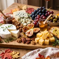 Autumn sharing board with figs, nuts and cheese