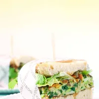 Homemade green burger on ciabatta bread