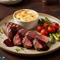 Grilled beef tenderloin with red wine sauce