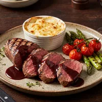 Grilled beef tenderloin with red wine sauce