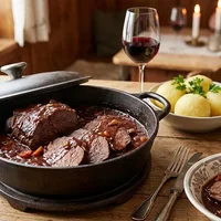 Classic Sauerbraten with red wine sauce