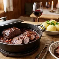 Classic Sauerbraten with red wine sauce