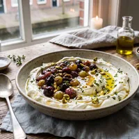 Labneh with roasted grapes and honey