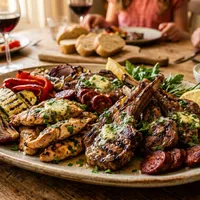 Mediterranean mixed grill of meat and vegetables