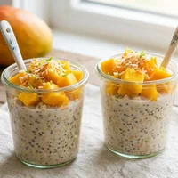 Overnight oats with mango and coconut