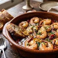Spicy prawns with garlic and chili pepper