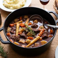 Red wine beef stew with winter vegetables