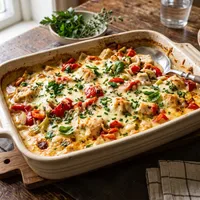 Creamy chicken and bell pepper casserole