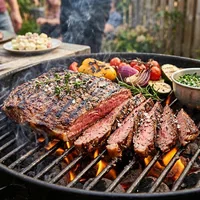 Jugoso filete bavette a la barbacoa