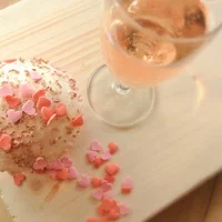 Cupcakes rosas con burbujas