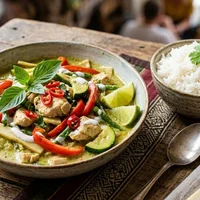 Thai green curry with chicken and rice