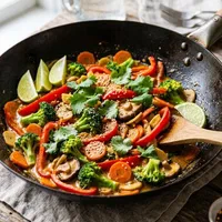 Thai vegetable wok with curry sauce