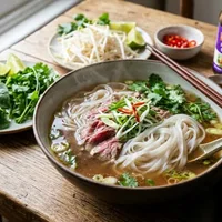 Vietnamese pho bo (beef noodle soup)