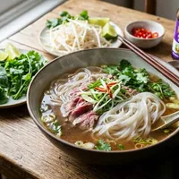 Vietnamese pho bo (beef noodle soup)