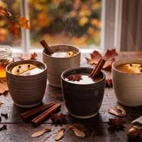 Warm apple cider with cinnamon and star anise