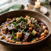 Ragoût de gibier au vin rouge et aux légumes d’hiver
