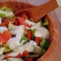 Sweet potato salad with smoked salmon and avocado