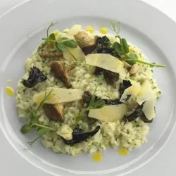 Mushroom and Pea Risotto with Parmigiano Reggiano
