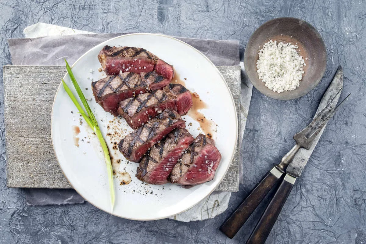 Sliced beef steak