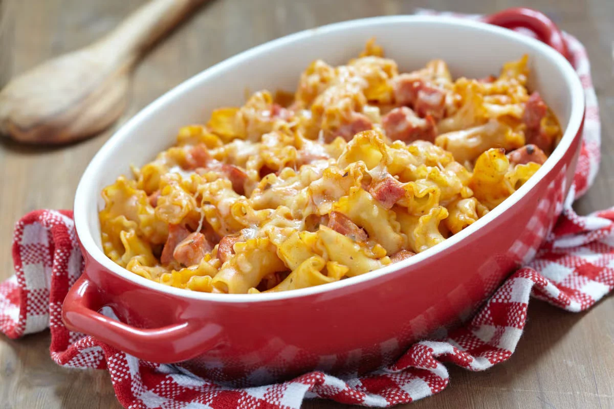 Gratin de pâtes au jambon