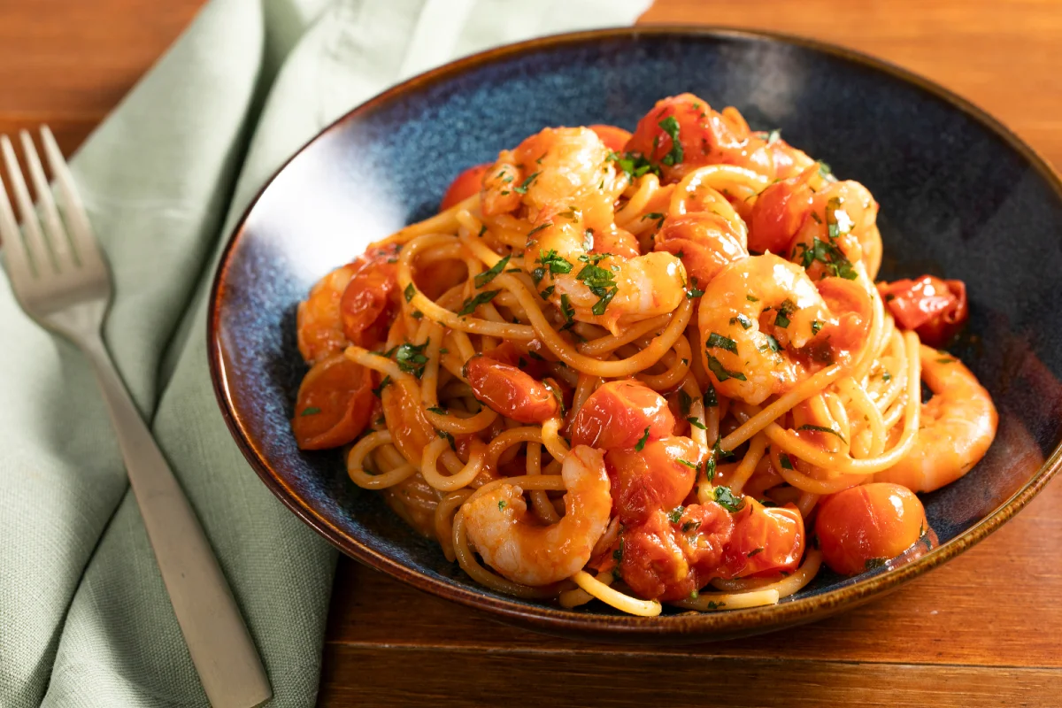 Pasta con camarones
