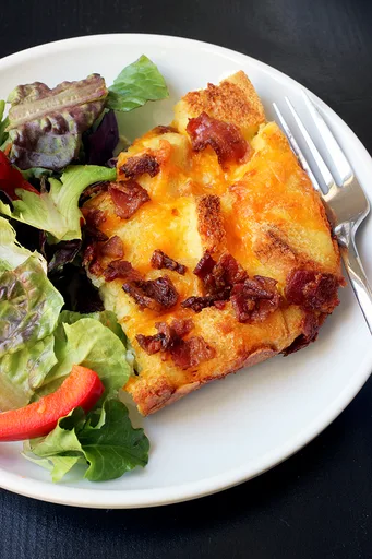 Overnight Egg Bake with Bacon and Cheddar