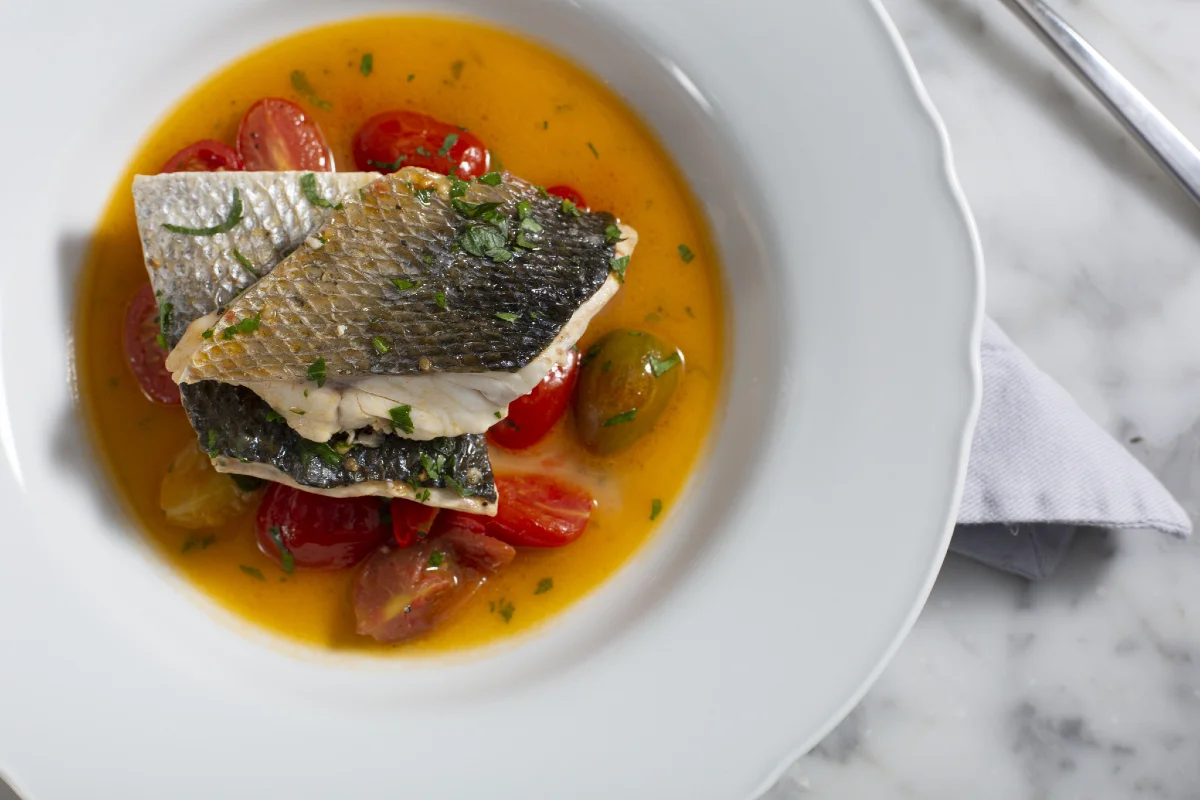 Sea bass in acqua pazza