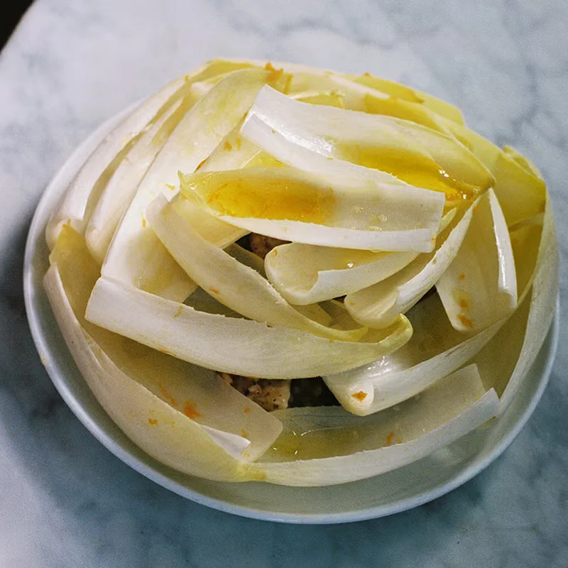 Endive salad with walnuts and ubriaco rosso by Ignacio Mattos