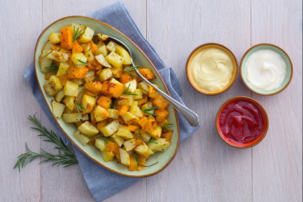 Kürbis und Kartoffeln aus dem Ofen