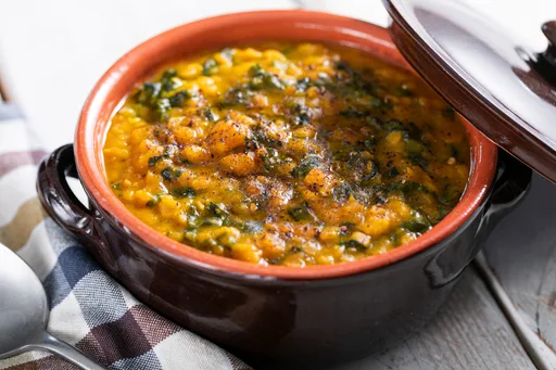 Sopa de calabaza y lentejas